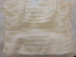 Monsoon Corset Vintage 90s Cream 100% Silk Ruched Strapless Top Size UK 14 - Picture 1 of 7