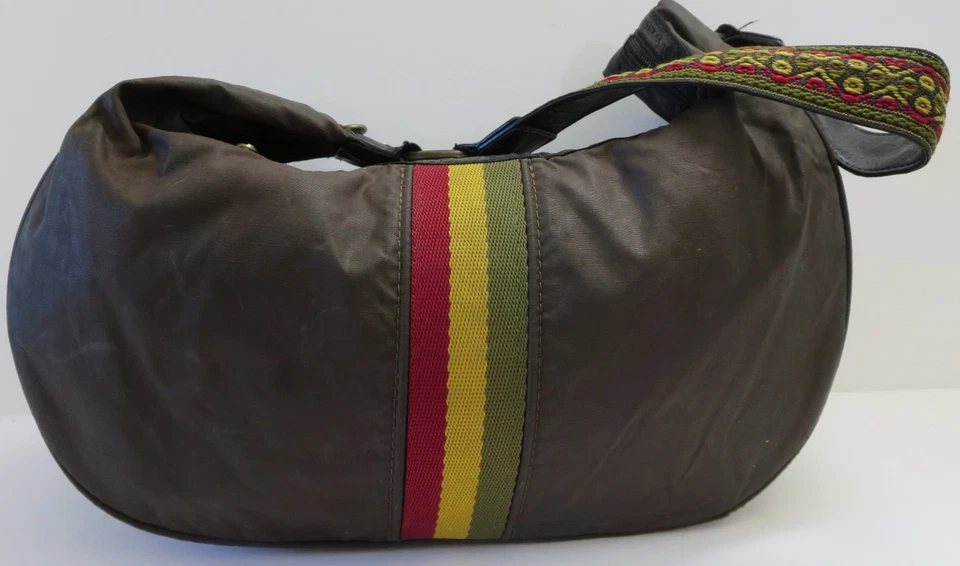 LAMB. LeSportsac Brown Crossbody Purse Gwen Stefani Rasta Stripe Handbag Jamaica - Image 1 of 4