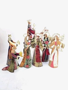 Belén de Navidad de metal estaño conjunto de 7 figuras de la Sagrada Familia de hasta 19" de alto 3D - Imagen 1 de 11