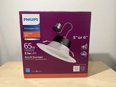 Philips Dimmable LED Retrofit Downlight 5" / 6" Recessed Cans 65 Watt 59675 New - Image 1 of 4