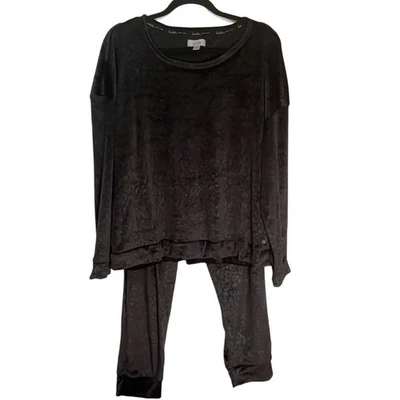 XL Black Leopard Print Lounge Set Sleepwear Pajama Set Plus Size - Image 1 of 4