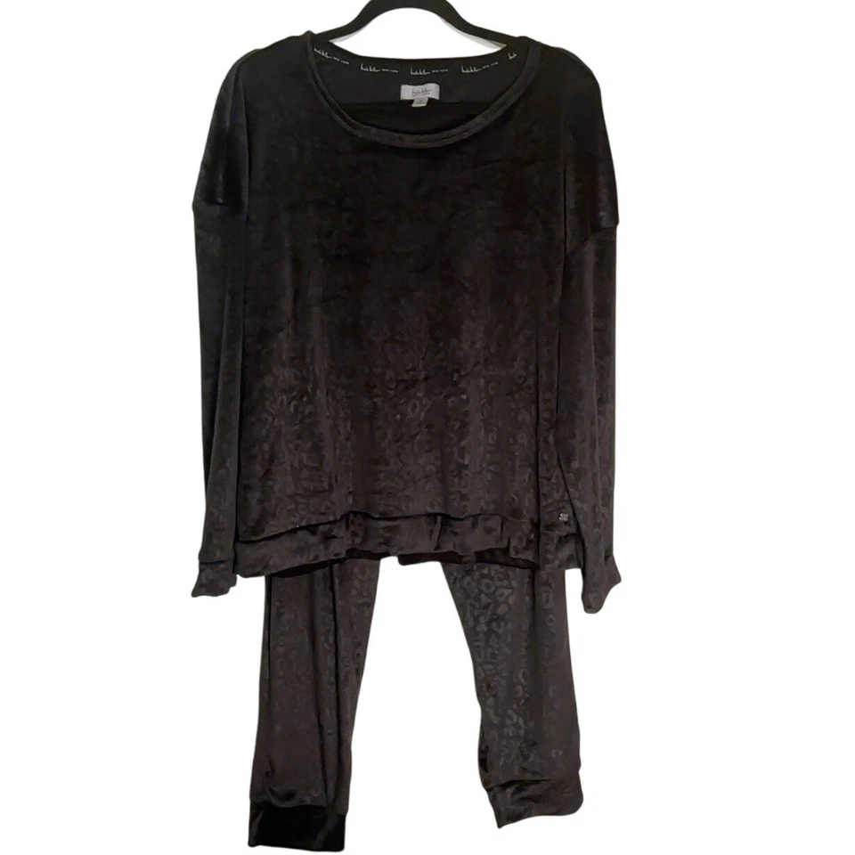 XL черный леопардовый принт гостиной комплект пижамы комплект плюс размер - Изображение 1 из 4