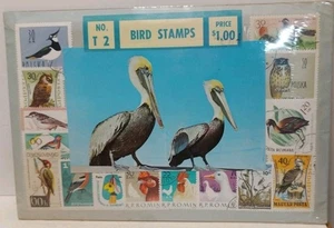 Vintage Bird Stamp Packet No. T2 Sealed Pelican Cover Topical World Stamps - Picture 1 of 4