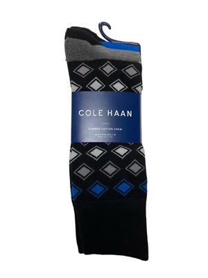 COLE HAAN Hombre 3 Pares Multicolor Cardado Calcetines De Algodón Talla - Imagen 1 de 3