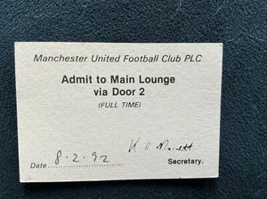 Manchester United v Sheffield Wednesday Used Ticket (Main Lounge) 1991/92 - Picture 1 of 1