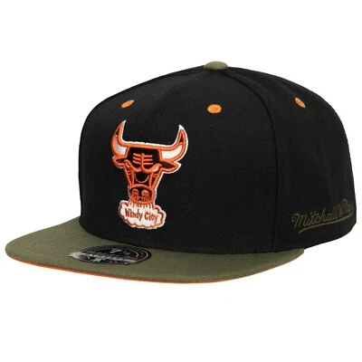 Chicago Bulls Mitchell & Ness Hardwood Classic Take Flight Fitted Hat - Black - Image 1 of 4