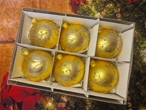 Palline in vetro dipinte a mano confezione da 6 decorazioni albero di Natale 80 mm 8 cm - Foto 1 di 8