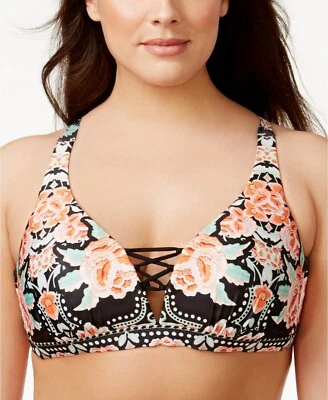 BECCA Women's Floral-Print Bikini Top Swimsuit Separates Plus Size 0X(14-16) - Image 1 of 2