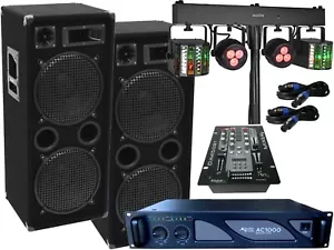 PA Komplett Set 13 Powermixer Anlage LED Licht 3Wege USB Musikanlage 3000Watt - Bild 1 von 11