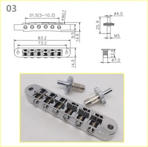 Chrom Tune-O-Matic ABR-1 JB Gitarrensteg für LP, SG, Fly V Gitarre - Bild 1 von 6
