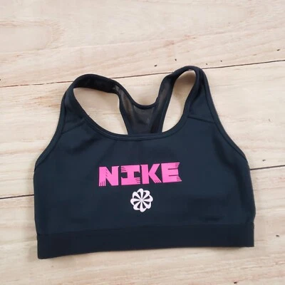 Nike Sports Bra Womens Small Black Pink Outdoor Workout Athletic Gym Ladies S - Image 1 of 4