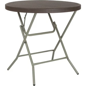 Flash Furniture 31.5'' Round Brown Rattan Plastic Folding Table - DAD-FT-80R-GG - Picture 1 of 1