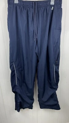 Calça de atletismo Starter Dri-Star masculina azul marinho com listras cinza forrada tamanho M - Imagem 1 de 4