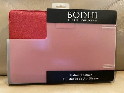BODHI Laptop Case Red Italian Leather 11” Apple MacBook Air Sleeve MSRP $128 - Image 1 of 4