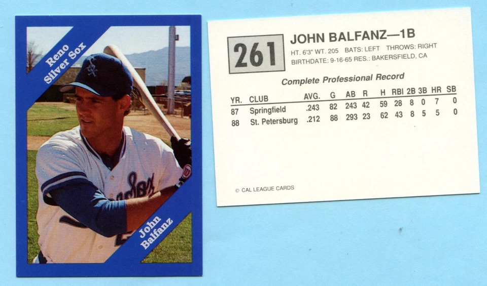 1989 Reno Silver Sox #261 John Balfanz-- Box 184 - Image 1 of 1