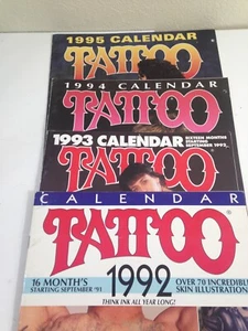 Lot of 4 vtg Tattoo Magazine Calendars years 1992 1993 1994 1995 wall Calendar - Picture 1 of 23