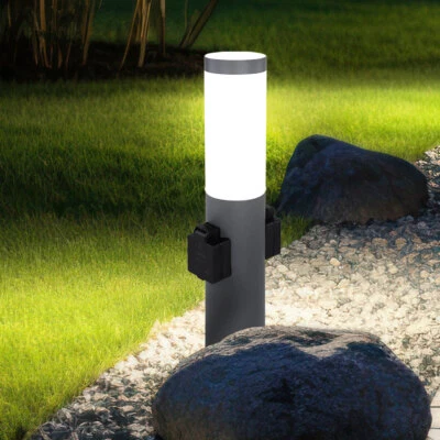 Außenstehlampe Gartenleuchte Wegelampe anthrazit Edelstahl Steckdose Sockellampe - Bild 1 von 4
