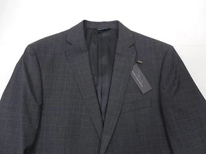 Marc Anthony $240 44L Mens 100% Wool Coat Blazer Jacket Slim Glen Plaid Charcoal - Picture 1 of 12