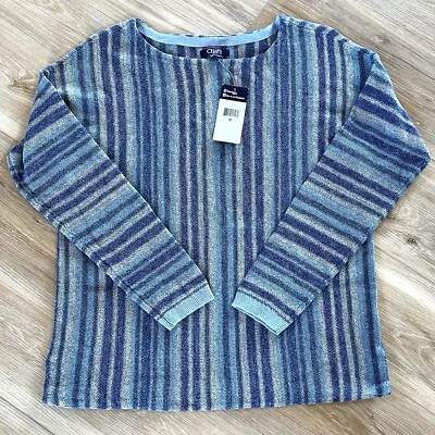 Nuevo con etiquetas Suéter a Rayas Chaps Cuello Barco Lagenlook Costa Playa Vacaciones M LEER Foto 1 de 4