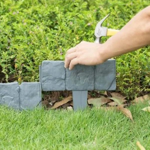 Garden Edging Border-20PC/Packs Lawn Fence Plastic Cobblestone Effect Edging - Picture 1 of 8