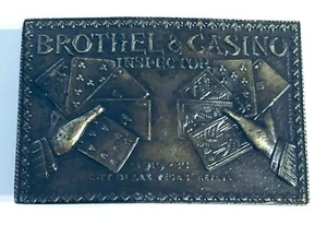 Vintage Las Vegas Brothel & Casino Inspector Brass Belt Buckle - Bild 1 von 3