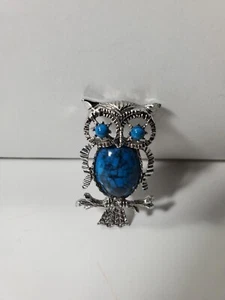 Vintage Gerrys Eule Anstecknadel Brosche signiert Anhänger Faux Türkis silberfarben - Bild 1 von 6