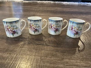 Vintage Antique RS Prussia Suhl Set Of 4 Cups Flowers Gold Trim - Picture 1 of 3