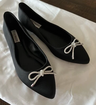 Steve Madden Talla 10 Zapatos Planos Negros Seda Foto 1 de 4