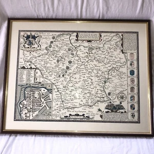 Vintage Coloured Map Leicester print Performed By John Speede. - Picture 1 of 11