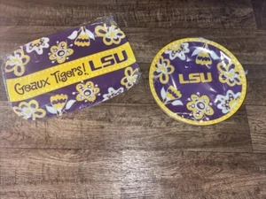 LSU TIGERS 5 Piece Dinner Plate Set Melamine (4 Plates + Platter) Laura Kirkland - Picture 1 of 3