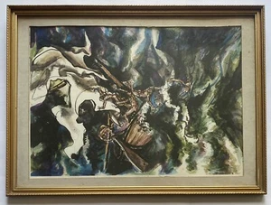 Mid Century Aldo Renato Guttuso Expressionism Shipwreck Figures Lithograph Print - Picture 1 of 15