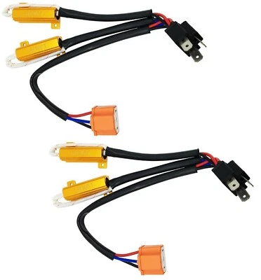 Wire LED Resistor Canceler Error Decoder 9003 HB2 H4 Headlight Bulb Flicker Stop - Image 1 of 4