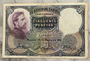 El Banco De Espana Cincenta Pesetas 1931 50 billets de banque Espagne espagnol - Photo 1/2