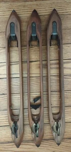 Weaving Boat Shuttle Flying Loom 19" Lot of 3 Cotton Mill Vintage Wooden Rare - Picture 1 of 4