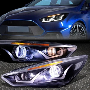 Dual LED DRL Projector Headlight Smoked Lens Clear Signal For Ford Focus 2015-18 - Picture 1 of 20