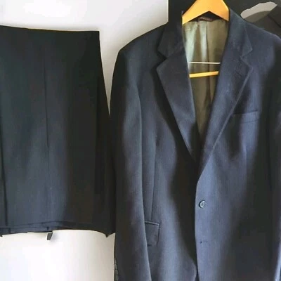 Vintage Hects Cricketeer Two Button Dark Gray Wool Pinstripe 2-Piece Suit 42 - Image 1 of 4