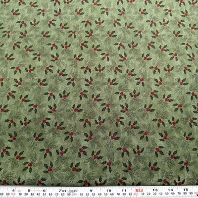 Vintage 2004 Bundle Up by Sandy Gervais for Moda Green Cotton by the HALF YARD - Image 1 of 2