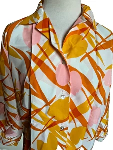 Vintage Bellissa Blouse Shirt Womens Size 36 S 1960s Orange Yellow Pink New 70s - Picture 1 of 10