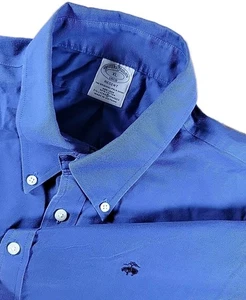 Brooks Brothers Men's XL  Button Down Shirt Regent Fit Stretch Long Sleeve BLUE - Picture 1 of 8
