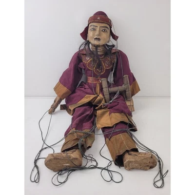 Antique Burmese Tai Hand-Carved Marionette String Puppet - Image 1 of 4