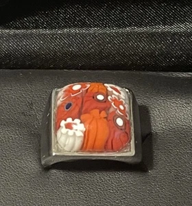 Gorgeous Vintage Millefiori Murano Glass Stainless Steel Cocktail Ring Size 7 - Picture 1 of 6