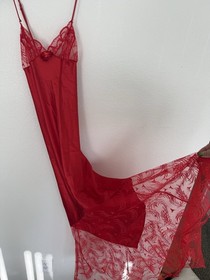 Vintage Fantasy Lingerie Long Slip Lace Dress Size Medium Made in USA