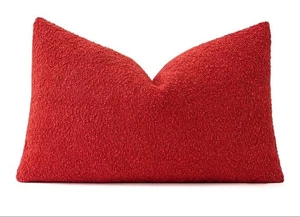 NEU Strukturierter Boucle Überwurf Kissenbezug Rot Urlaub Schein 12x20" - Bild 1 von 5