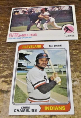 2) Бейсбольная карточка Криса Чамблисса 1973 Topps No11 '74 Topps 384 Cleveland Indians - Изображение 1 из 2