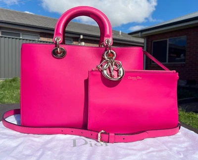 Authentic Christian Dior Diorissimo Rouge Rose Handle Bag - Image 1 of 4