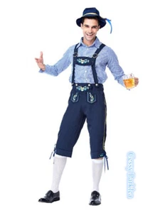 Teenage & Mens Bavarian Guy German Rutger Lederhosen Beer Oktoberfest Costume - Picture 1 of 5