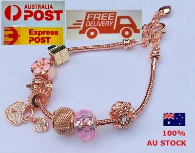 БРАСЛЕТ ИЗ РОЗОВОГО ЗОЛОТА 18 КАРАТ ЕВРОПЕЙСКИЙ 2LOVE HEART GF SWAROSKI 8,5 ДЮЙМА КРАСИВЫЙ - Изображение 1 из 4