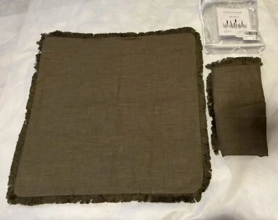 18x18 Foindtower Set of 2 Decorative Linen Fringe Throw Pillow Covers Green - Image 1 of 4