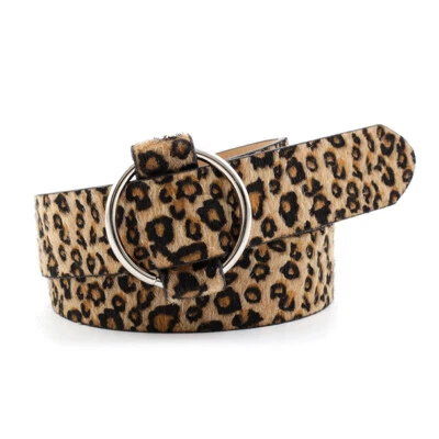 Women Lady Leopard Zebra Snake Pattern Waistband Metal Buckle Dress Jeans Belt - Image 1 of 4