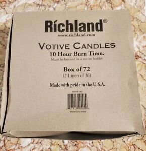 Richland Unscented White Votive Candles 72 (62) count Made in USA!